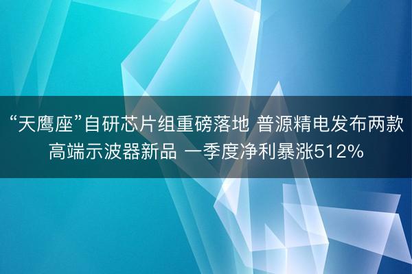 “天鹰座”自研芯片组重磅落地 普源精电发布两款高端示波器新品 一季度净利暴涨512%