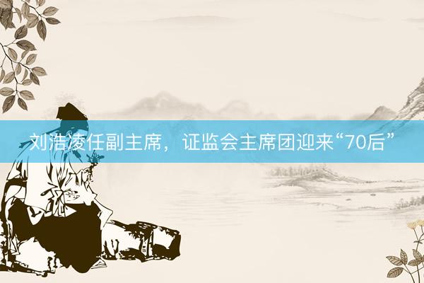 刘浩凌任副主席,证监会主席团迎来“70后”