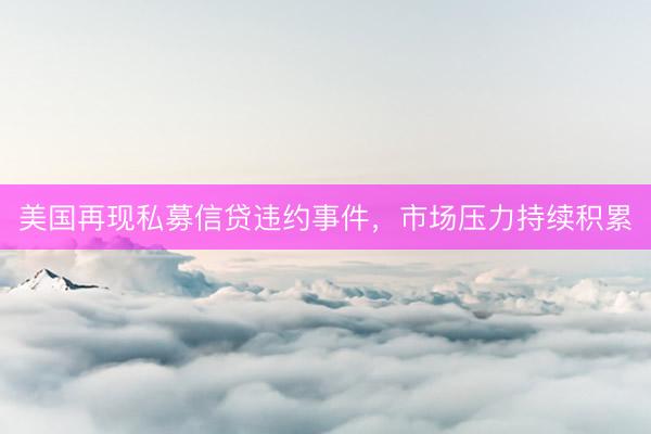 美国再现私募信贷违约事件，市场压力持续积累