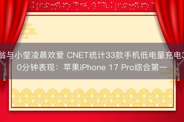 翁与小莹凌晨欢爱 CNET统计33款手机低电量充电30分钟表现：苹果iPhone 17 Pro综合第一
