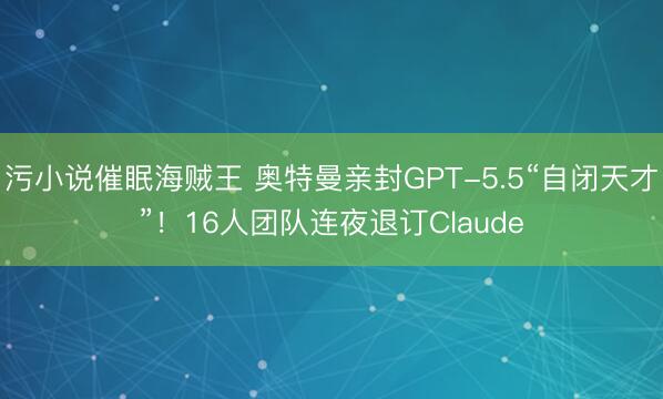 污小说催眠海贼王 奥特曼亲封GPT-5.5“自闭天才”！16人团队连夜退订Claude