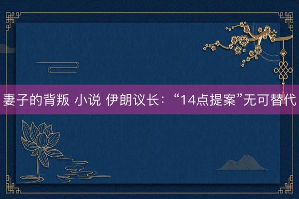 妻子的背叛 小说 伊朗议长：“14点提案”无可替代