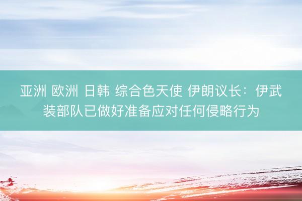 亚洲 欧洲 日韩 综合色天使 伊朗议长：伊武装部队已做好准备应对任何侵略行为