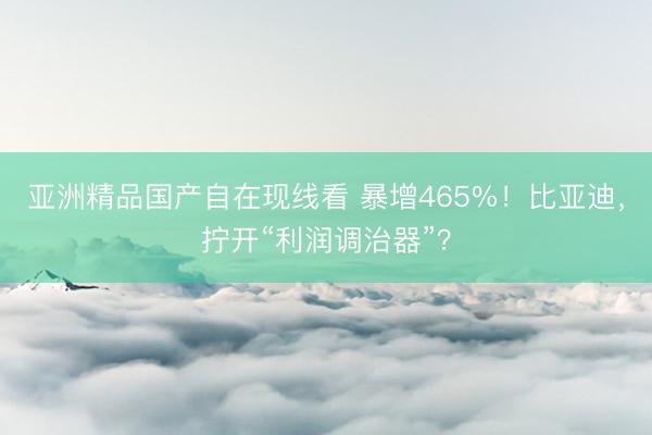 亚洲精品国产自在现线看 暴增465%！比亚迪，拧开“利润调治器”？