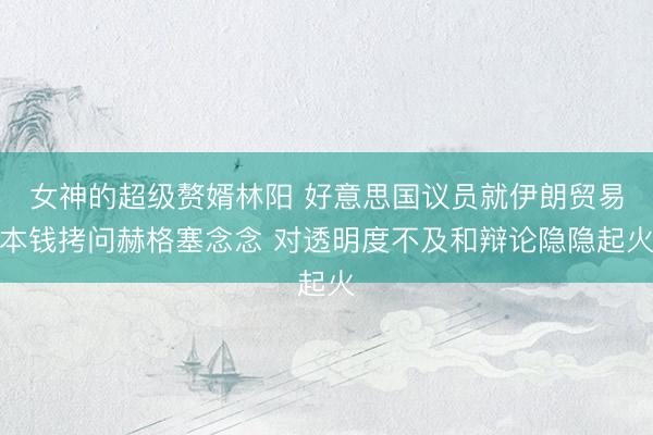 女神的超级赘婿林阳 好意思国议员就伊朗贸易本钱拷问赫格塞念念 对透明度不及和辩论隐隐起火